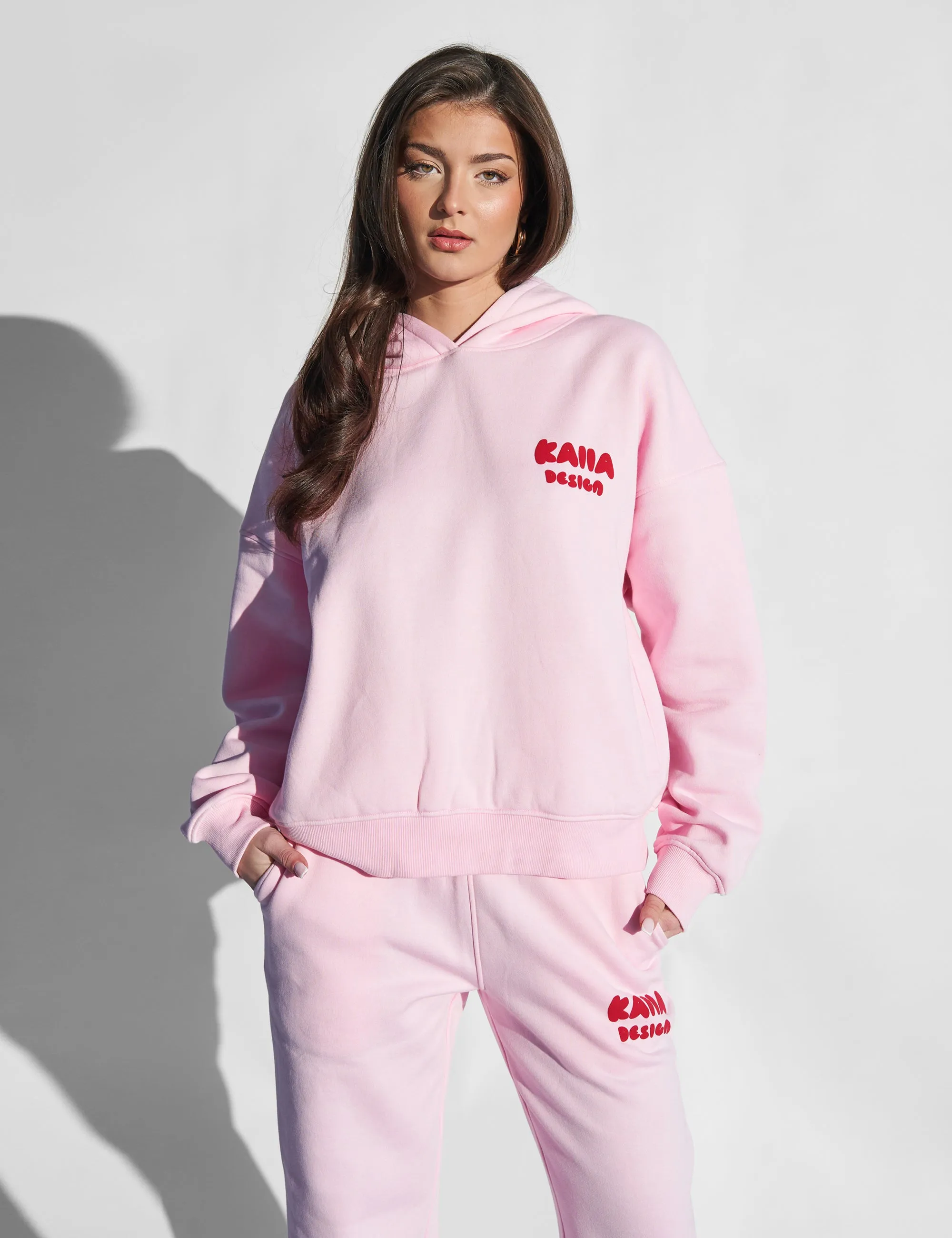 Kaiia Design Bubble Graphic Hoodie Baby Pink and Red