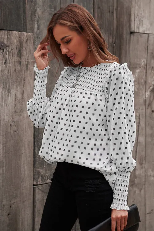 Keeping It Cute Dot Print Long Sleeve Top