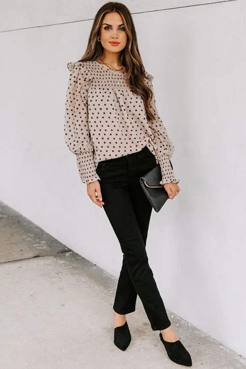 Keeping It Cute Dot Print Long Sleeve Top