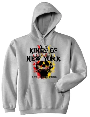 Kings Of New York Burning Skulls Mens Pullover Hoodie