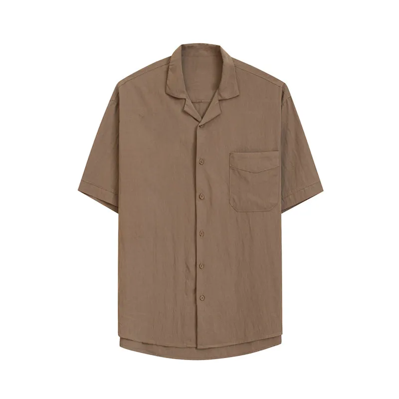 Lapel Pocket Short Sleeve Shirt