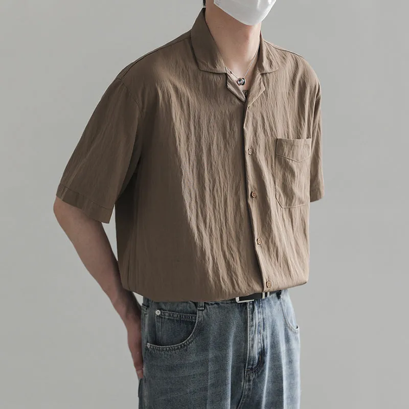 Lapel Pocket Short Sleeve Shirt