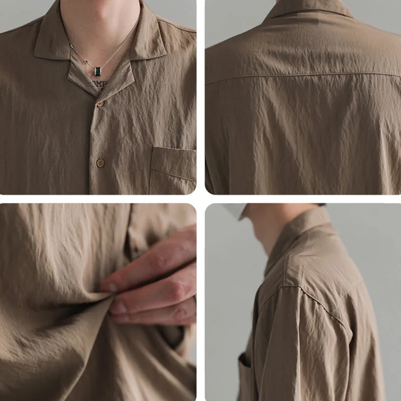 Lapel Pocket Short Sleeve Shirt