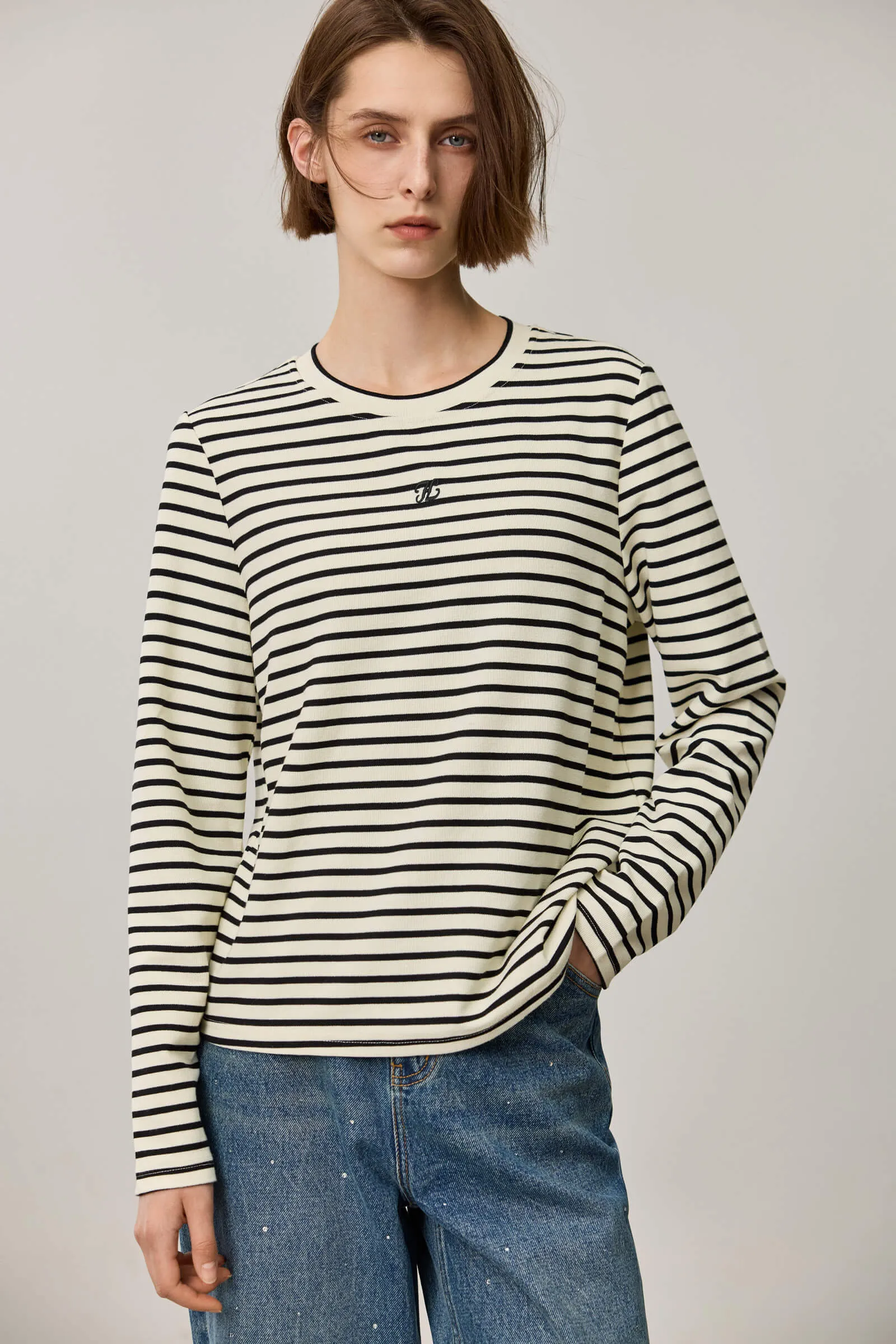 LILY Black and White Striped T-Shirt