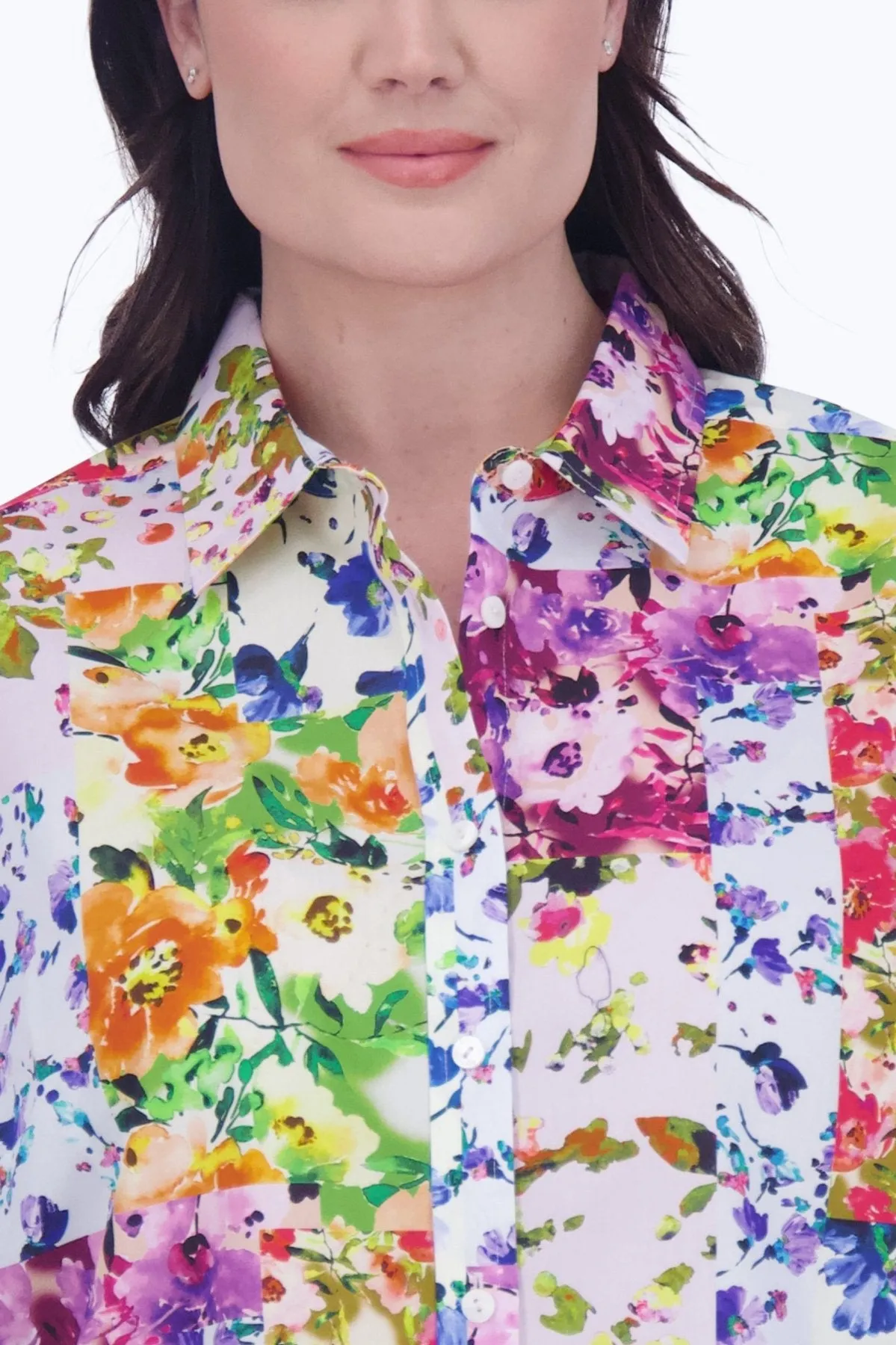 Meghan Plus No Iron Floral Patchwork Shirt