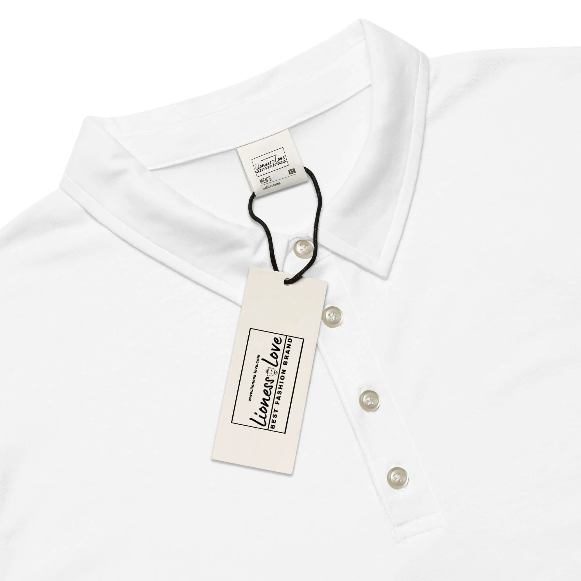 Men’s Slim Fit Polo in White, lioness-love