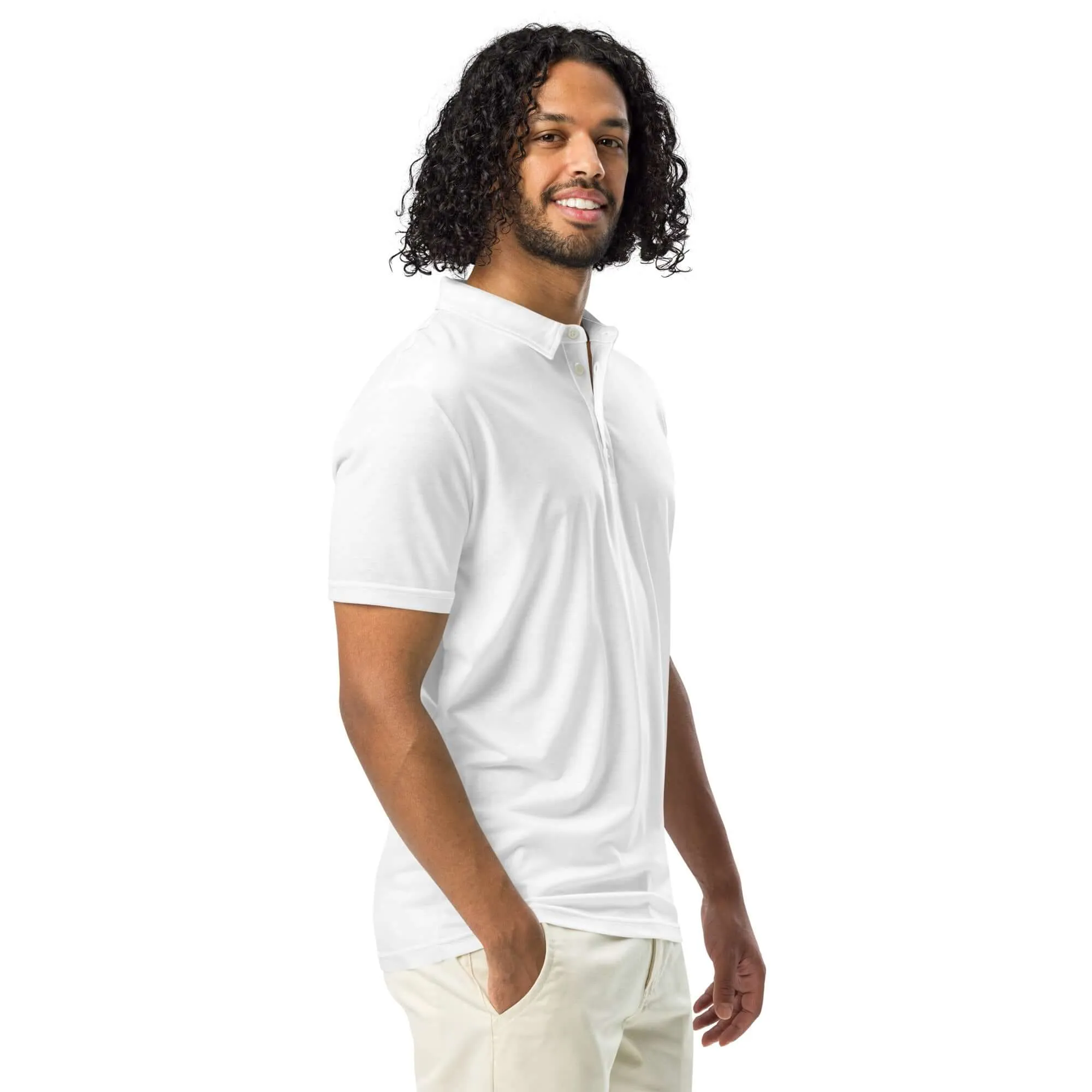 Men’s Slim Fit Polo in White, lioness-love