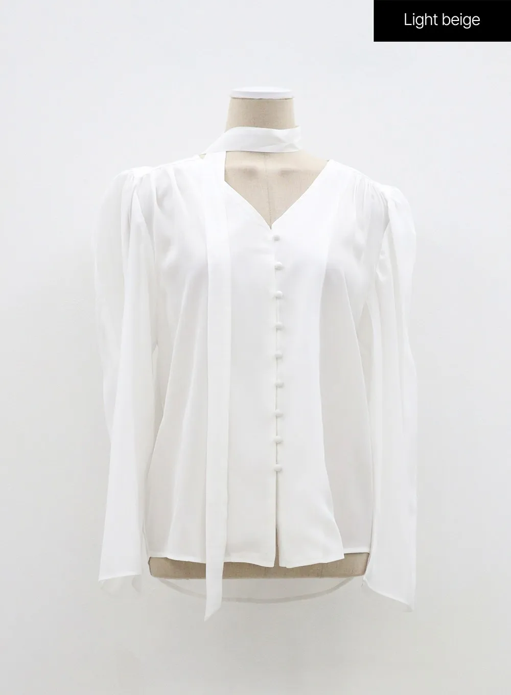 Mesh Blouse with Tie Detail OF310