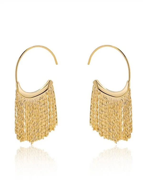 Normcore Geometric Tasseled Drop Earrings