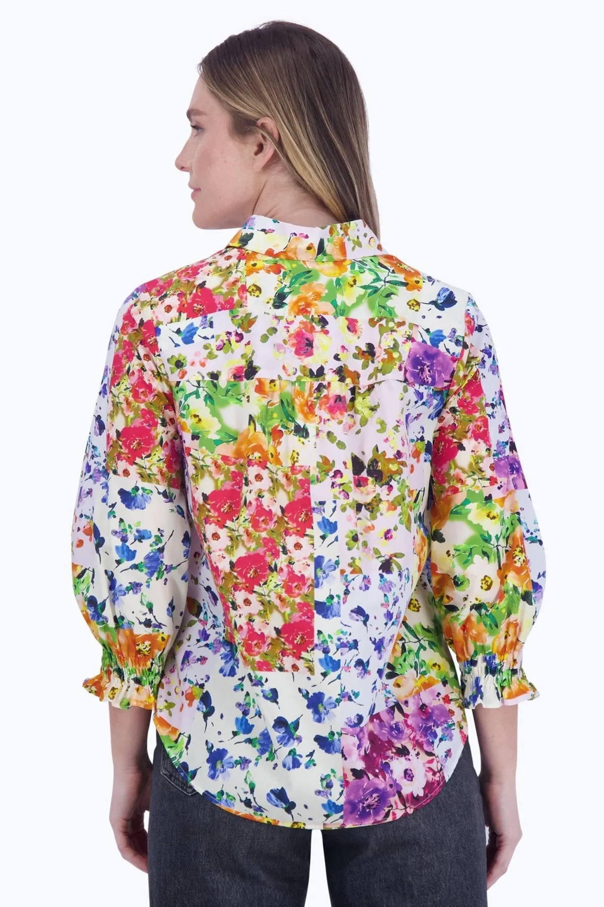 Olivia No Iron Floral Patchwork Shirt