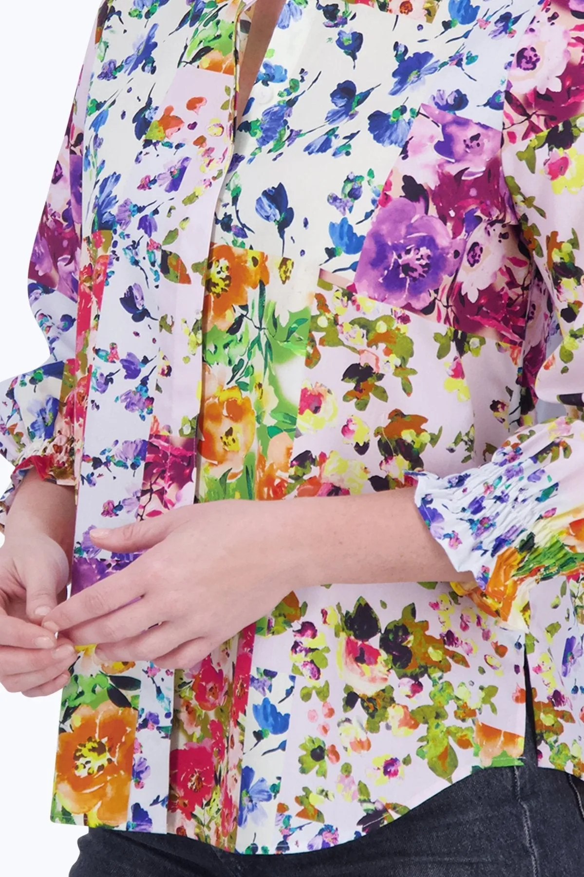 Olivia No Iron Floral Patchwork Shirt