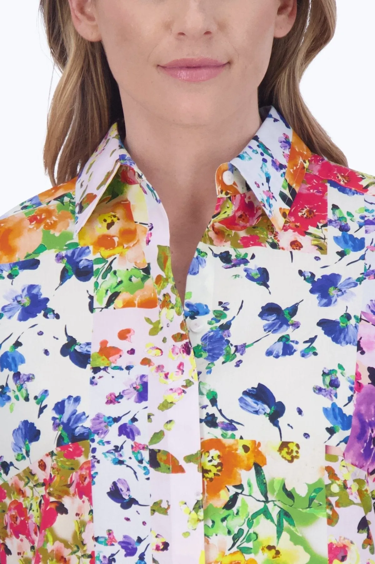 Olivia No Iron Floral Patchwork Shirt