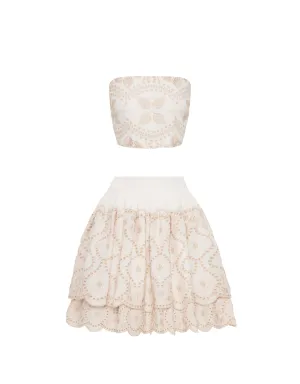 ORCHID SKIRT SET - WHITE - FINAL SALE