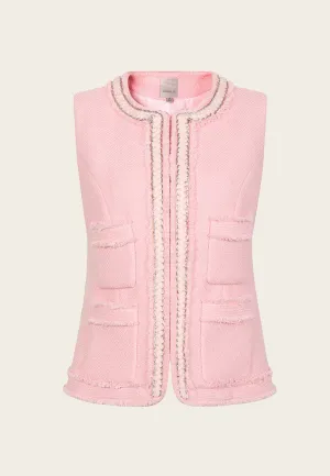 Pink Embellished Tweed Vest