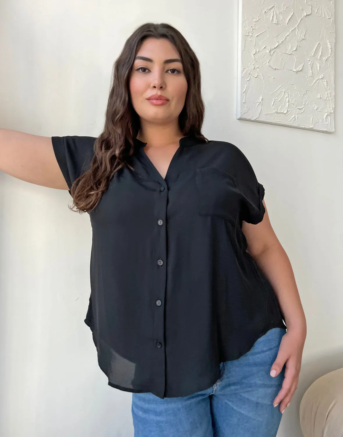 Plus Size Chiffon Pocket Tee