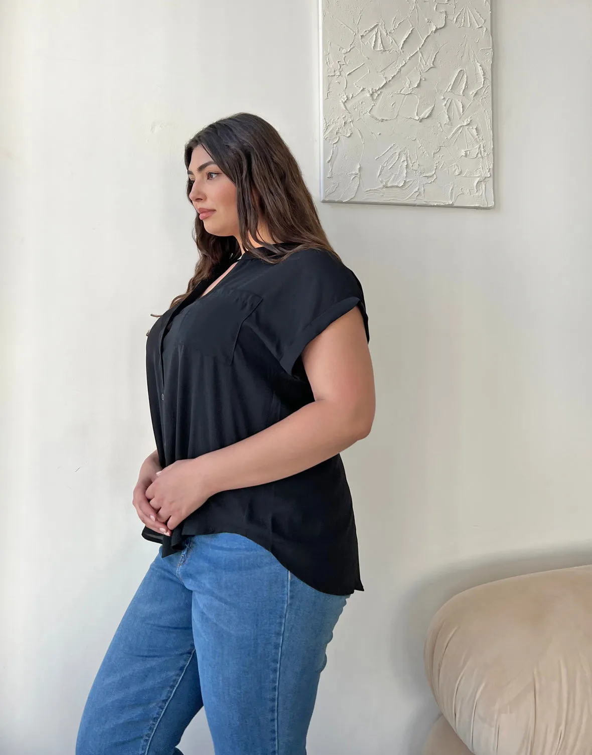 Plus Size Chiffon Pocket Tee