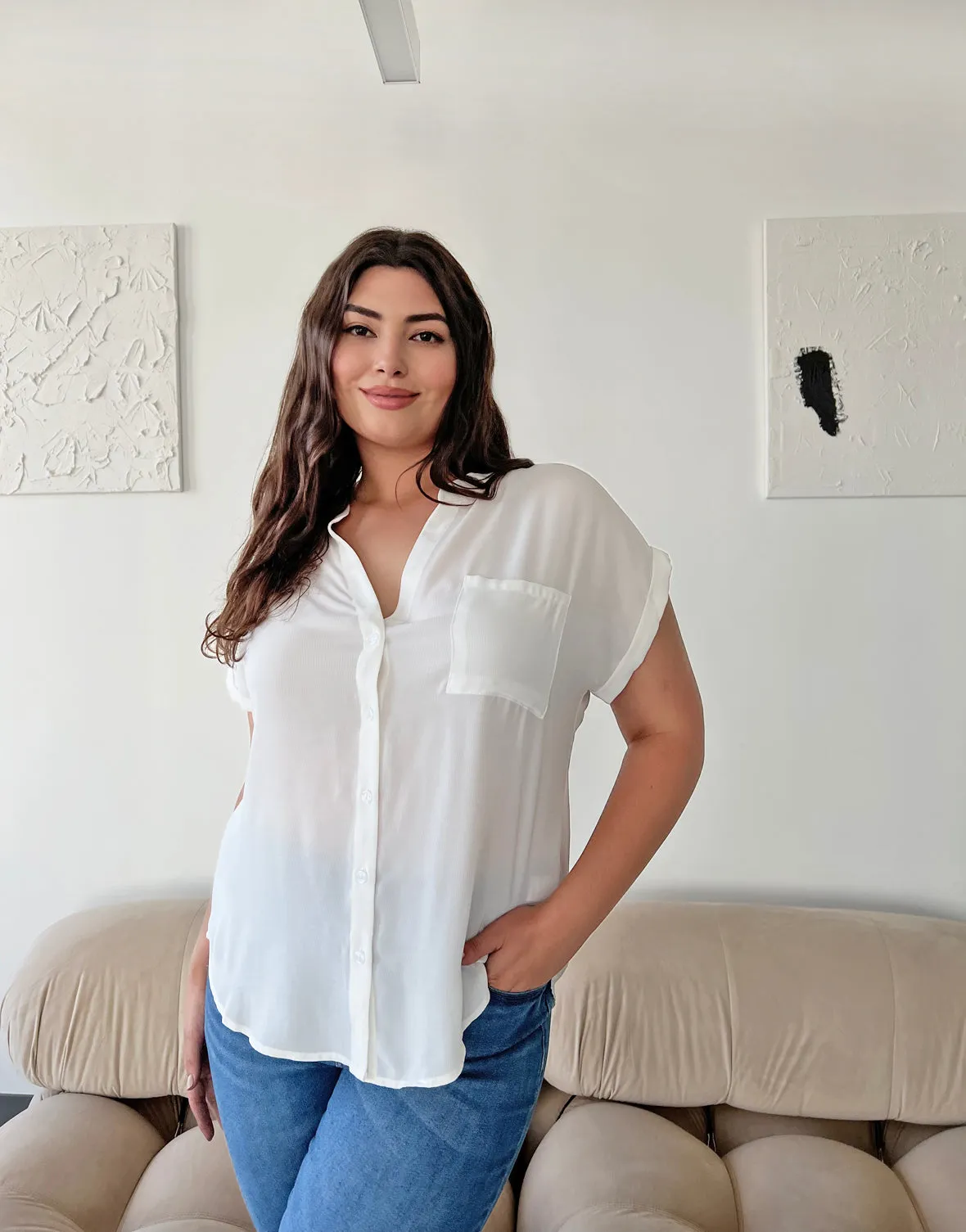 Plus Size Chiffon Pocket Tee