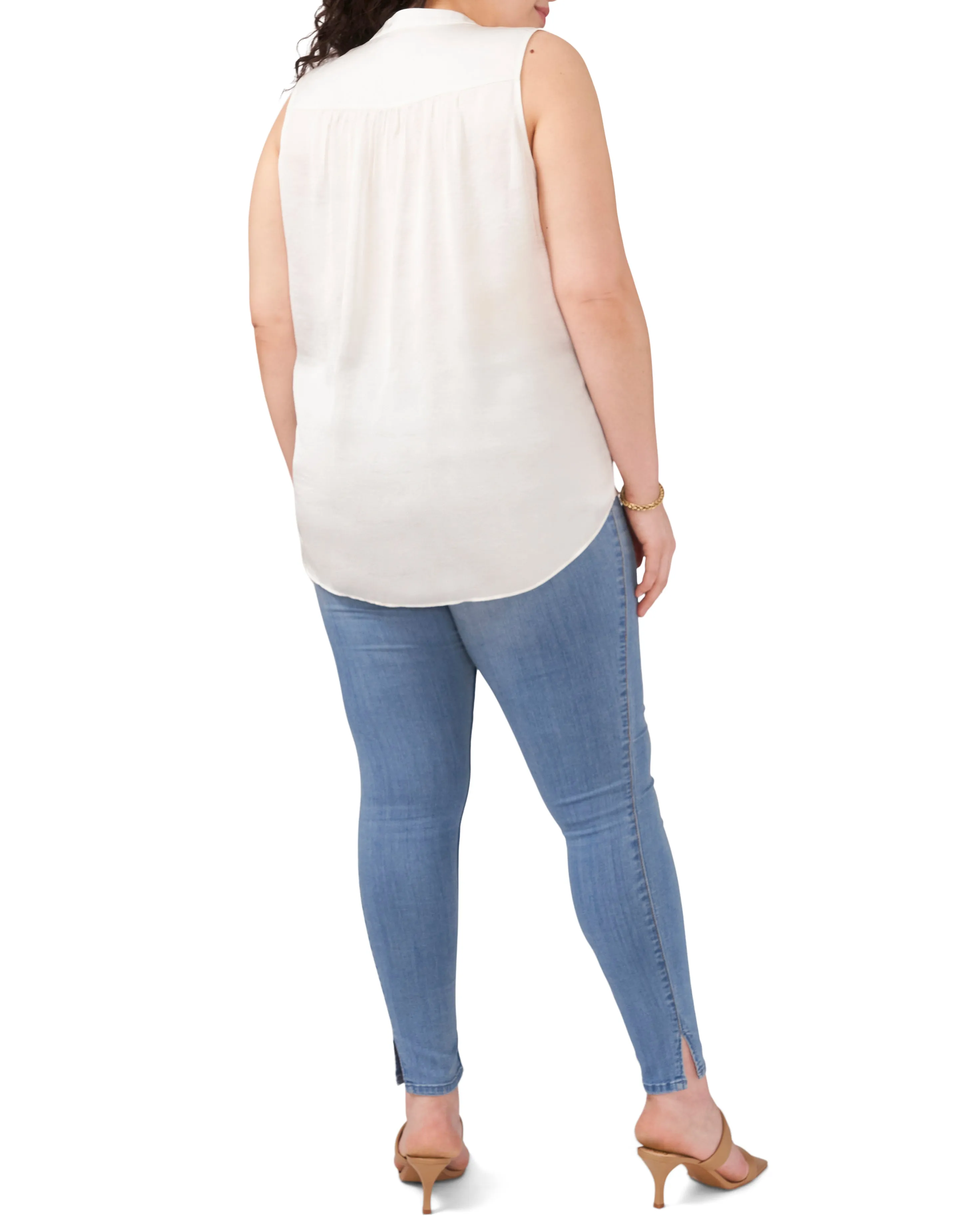 Plus-Size Sleeveless V-Neck Blouse