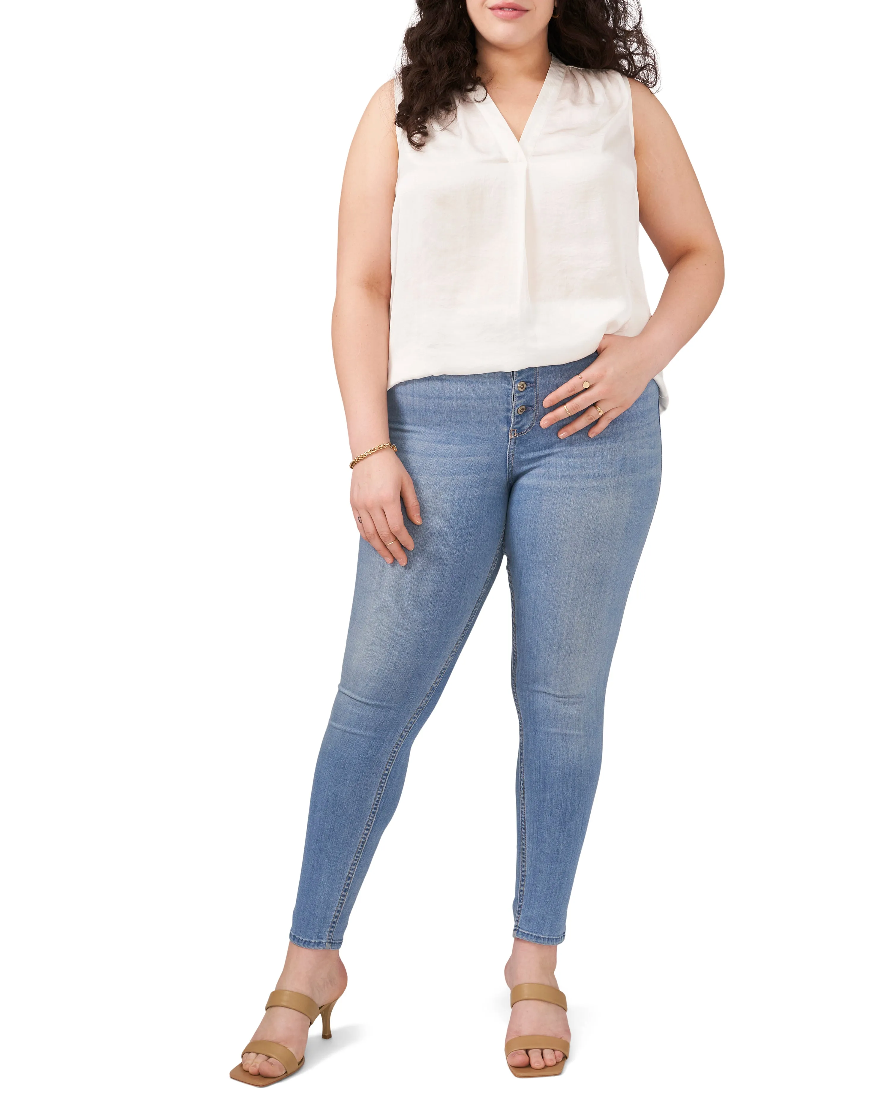 Plus-Size Sleeveless V-Neck Blouse