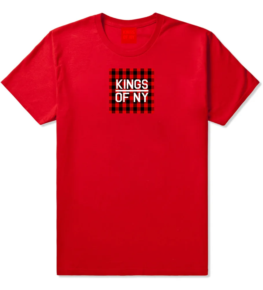 Red Buffalo Plaid Box Logo Mens T-Shirt