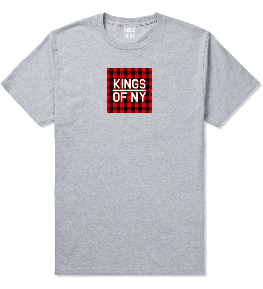 Red Buffalo Plaid Box Logo Mens T-Shirt