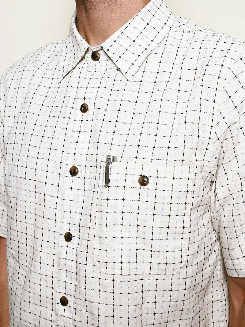 Rogue Territory Oxford Natural Sashiko Grid Shirt