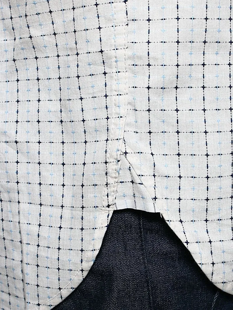 Rogue Territory Oxford Natural Sashiko Grid Shirt