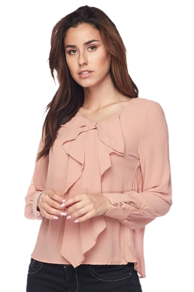 Ruffle Blouse Style 6307 in pink or mocha