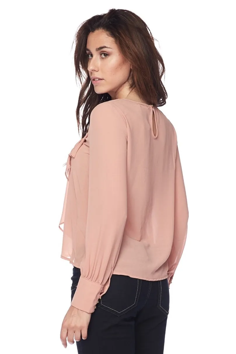 Ruffle Blouse Style 6307 in pink or mocha