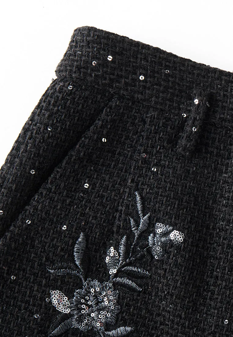 Sequin-detail Embroidered Shorts