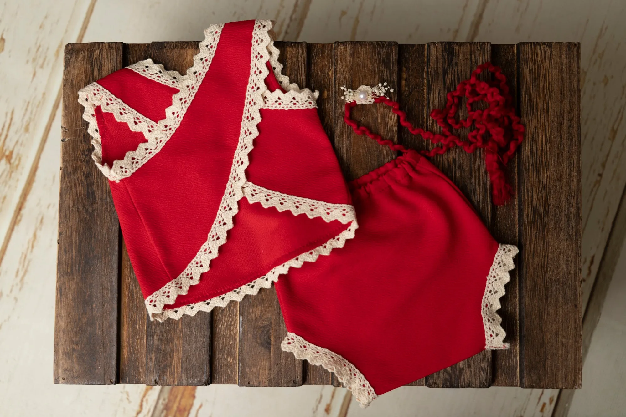 SET Christmas Outfit and Headband - Red