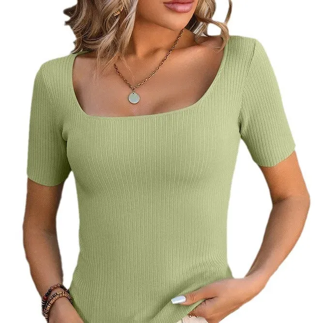 Square-neck Bottoming Shirt Short-sleeved