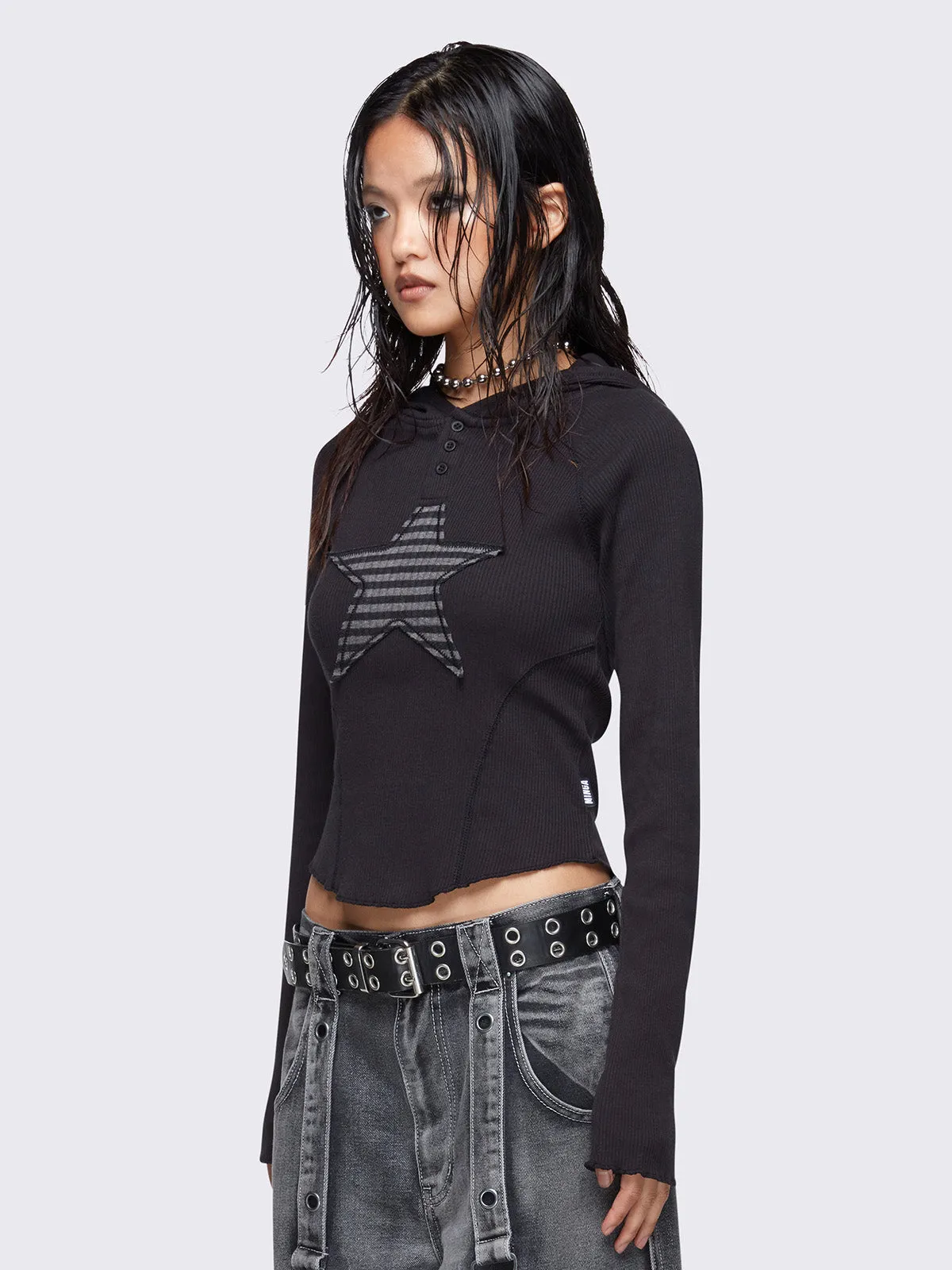 Stella Black Hooded Top