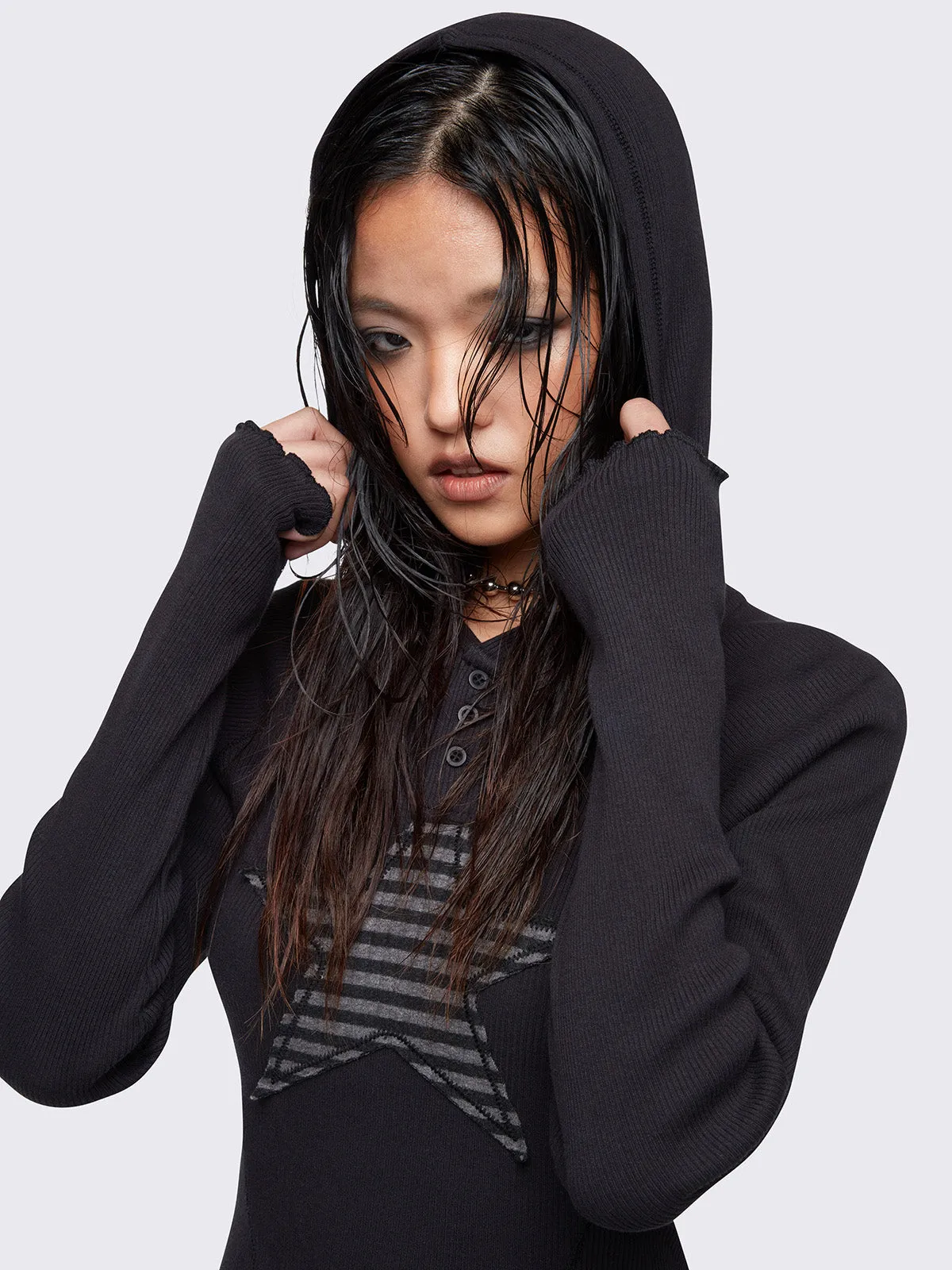 Stella Black Hooded Top