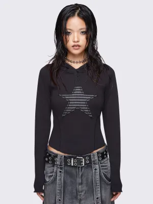 Stella Black Hooded Top