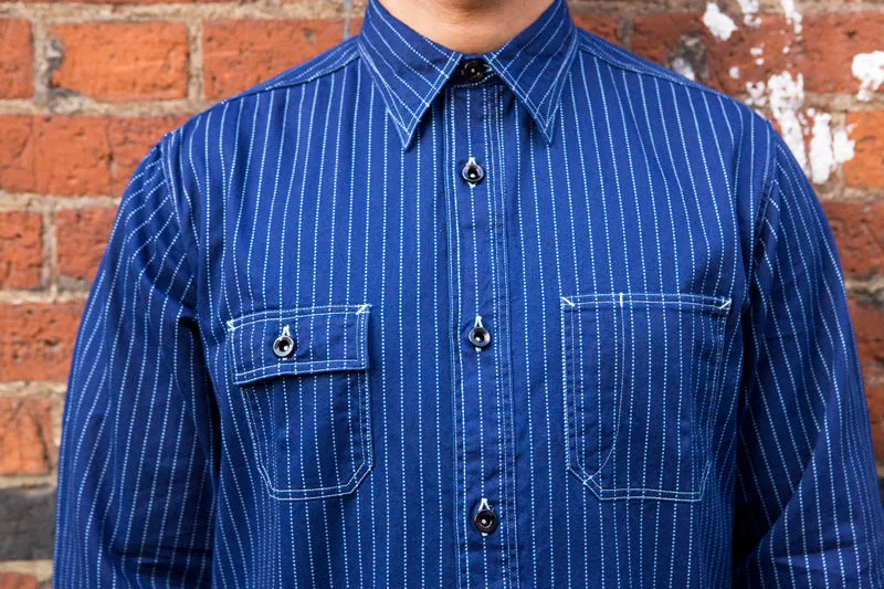 Sugar Cane ‘Fiction Romance’ Wabash Stripe Workshirt - Indigo