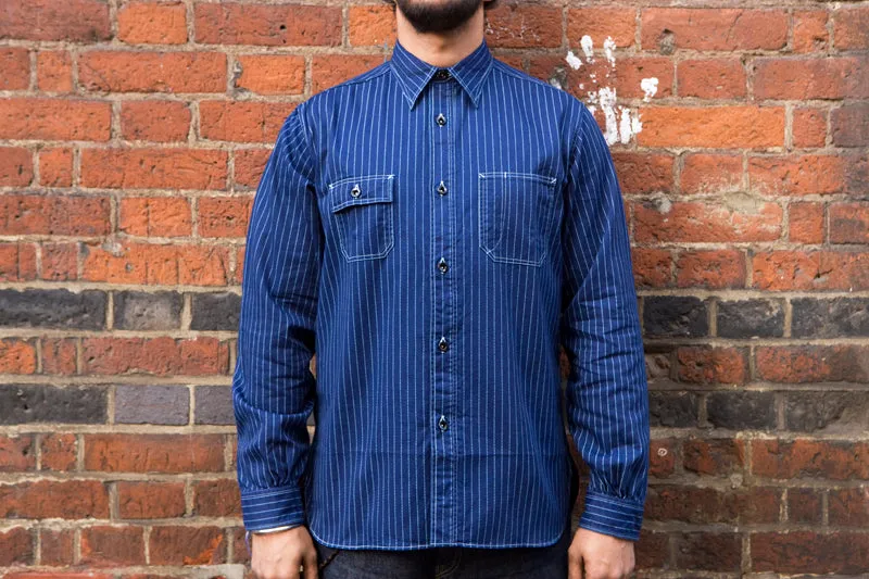 Sugar Cane ‘Fiction Romance’ Wabash Stripe Workshirt - Indigo