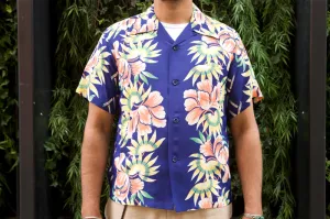 Sun Surf Hawaiian Shirt “Island Flower Shower” Navy