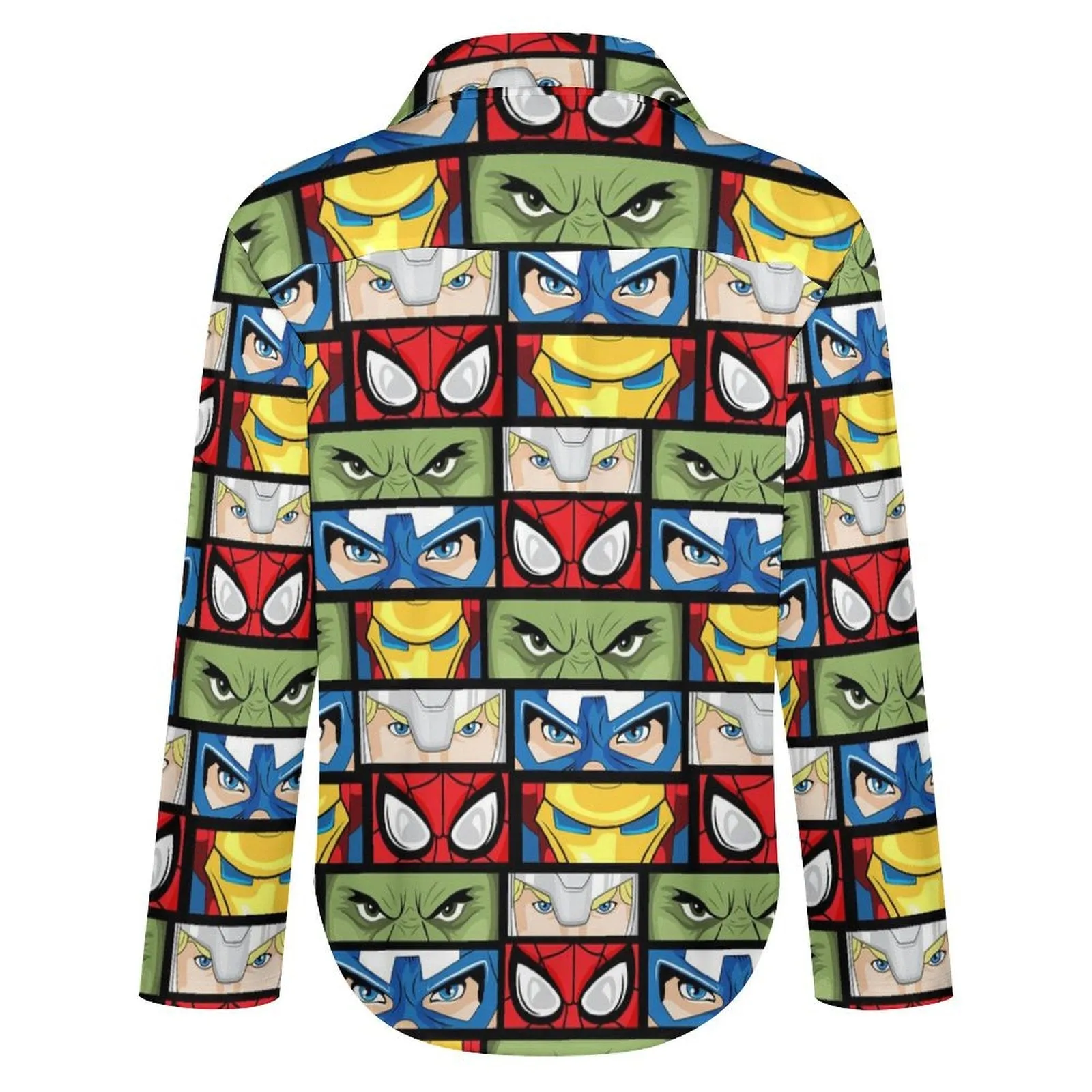 Super Heroes Eyes Long Sleeve Button Up Blouse