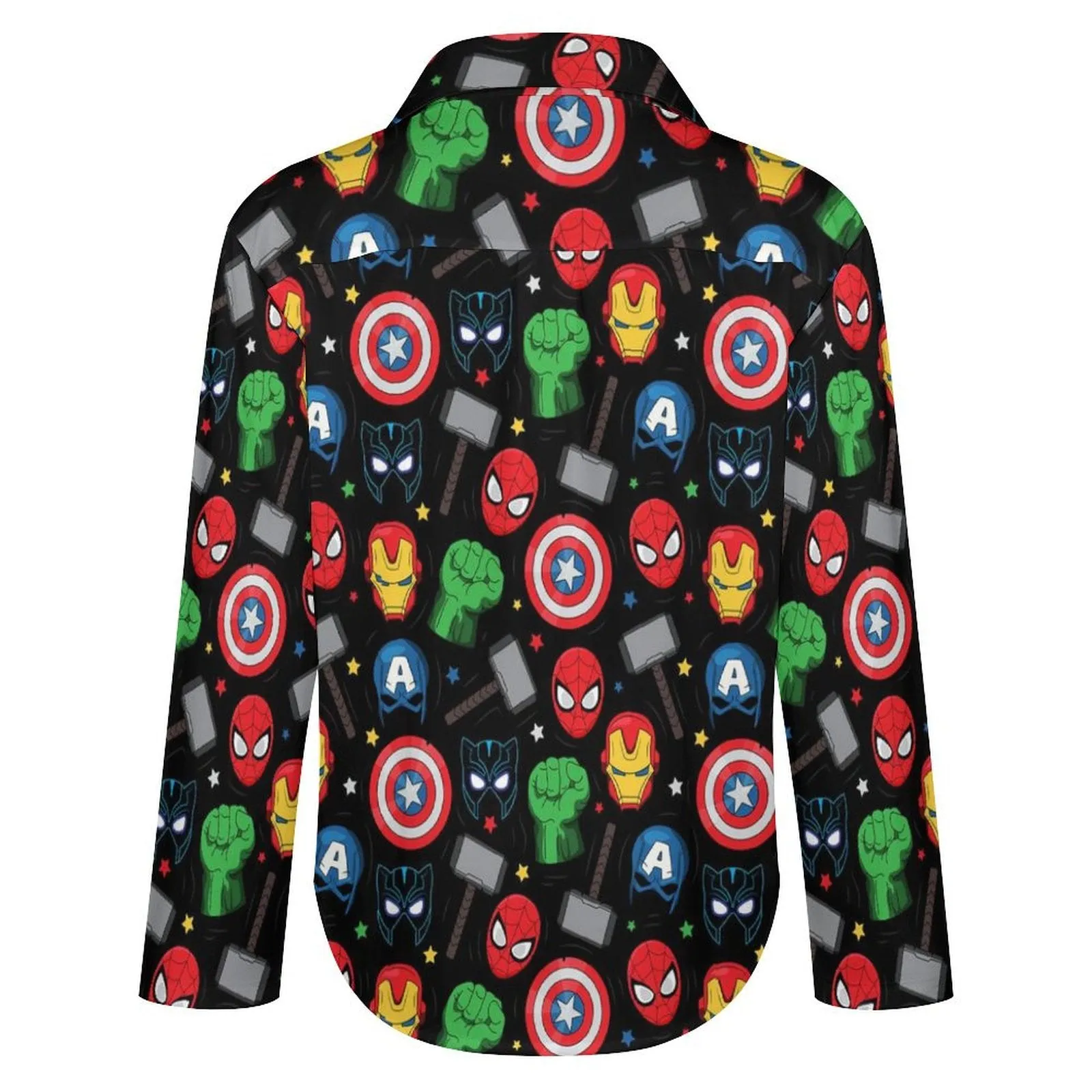 Super Heroes Long Sleeve Button Up Blouse