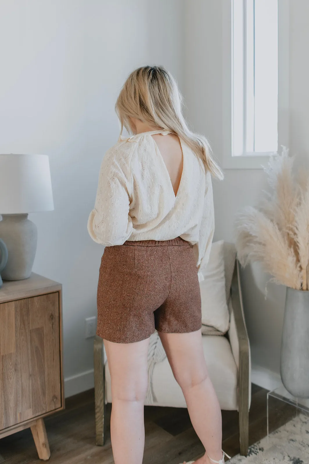 The Ava Tweed Shorts - Red Blend