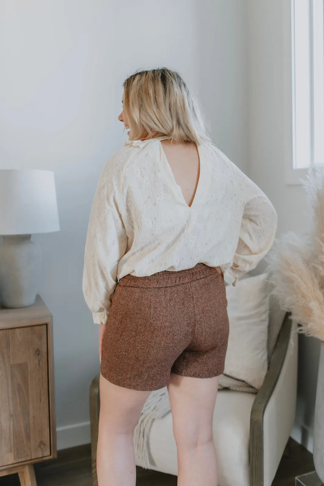 The Ava Tweed Shorts - Red Blend