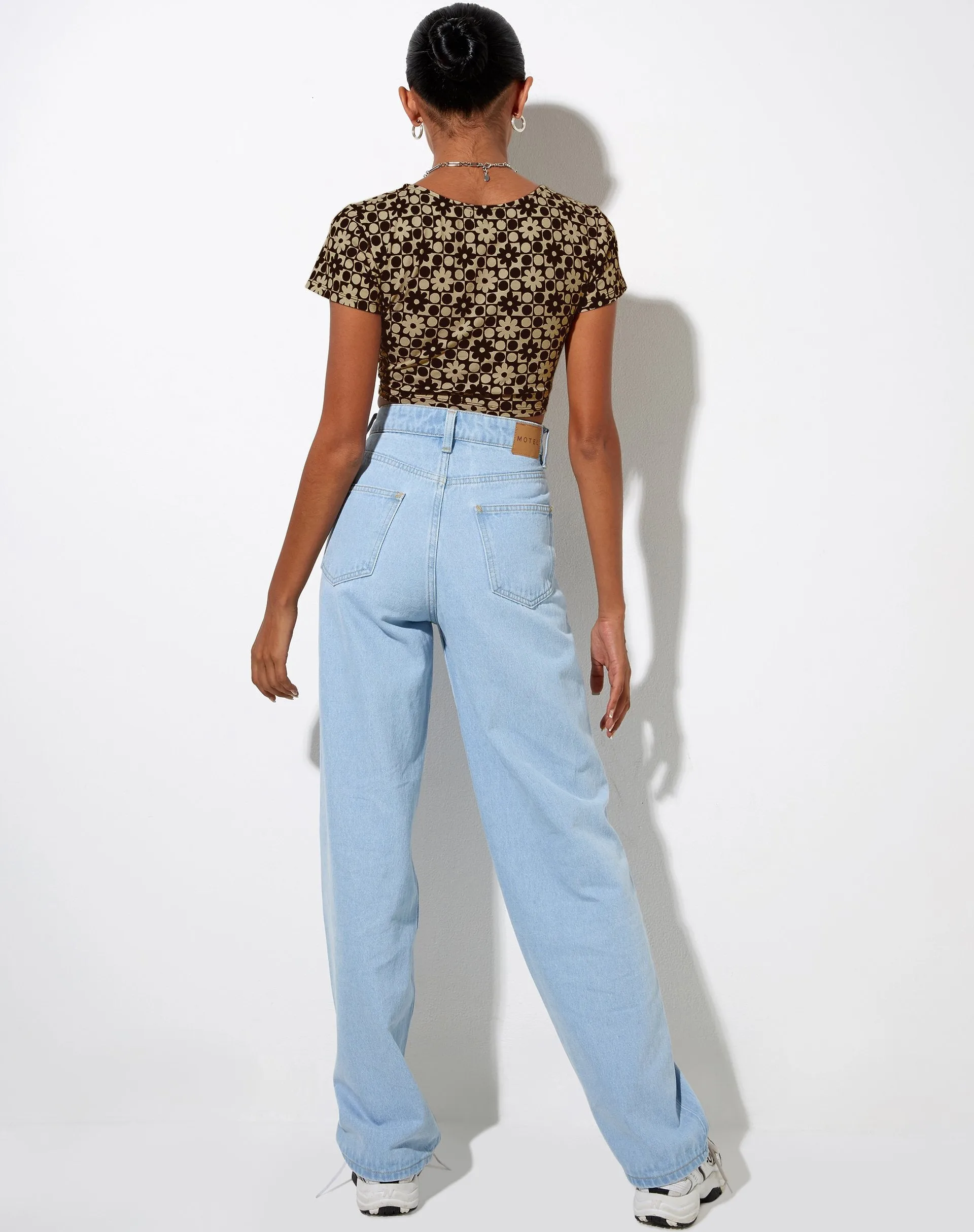 Tindy Crop Top in Patchwork Daisy Brown