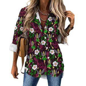 Tinker Bell Long Sleeve Button Up Blouse