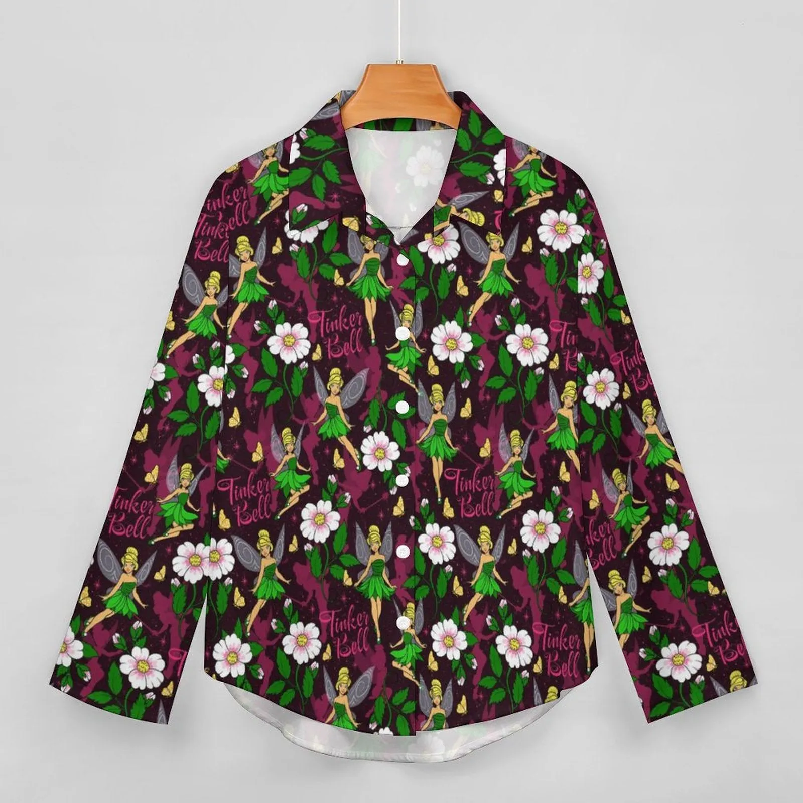 Tinker Bell Long Sleeve Button Up Blouse