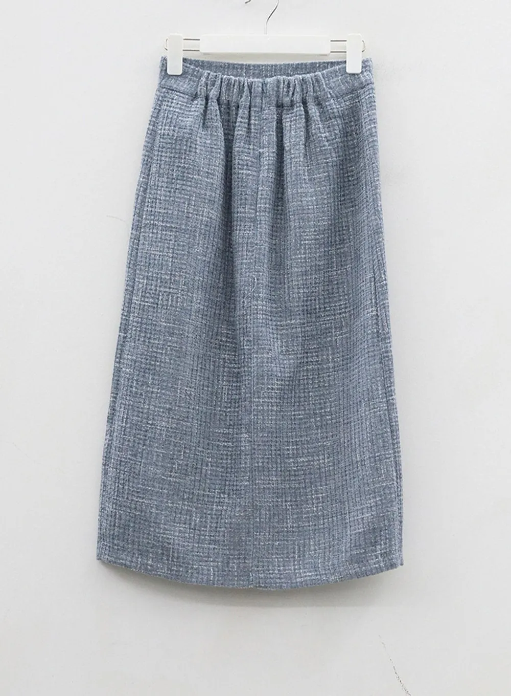 Tweed Front Slit Maxi Skirt OJ311