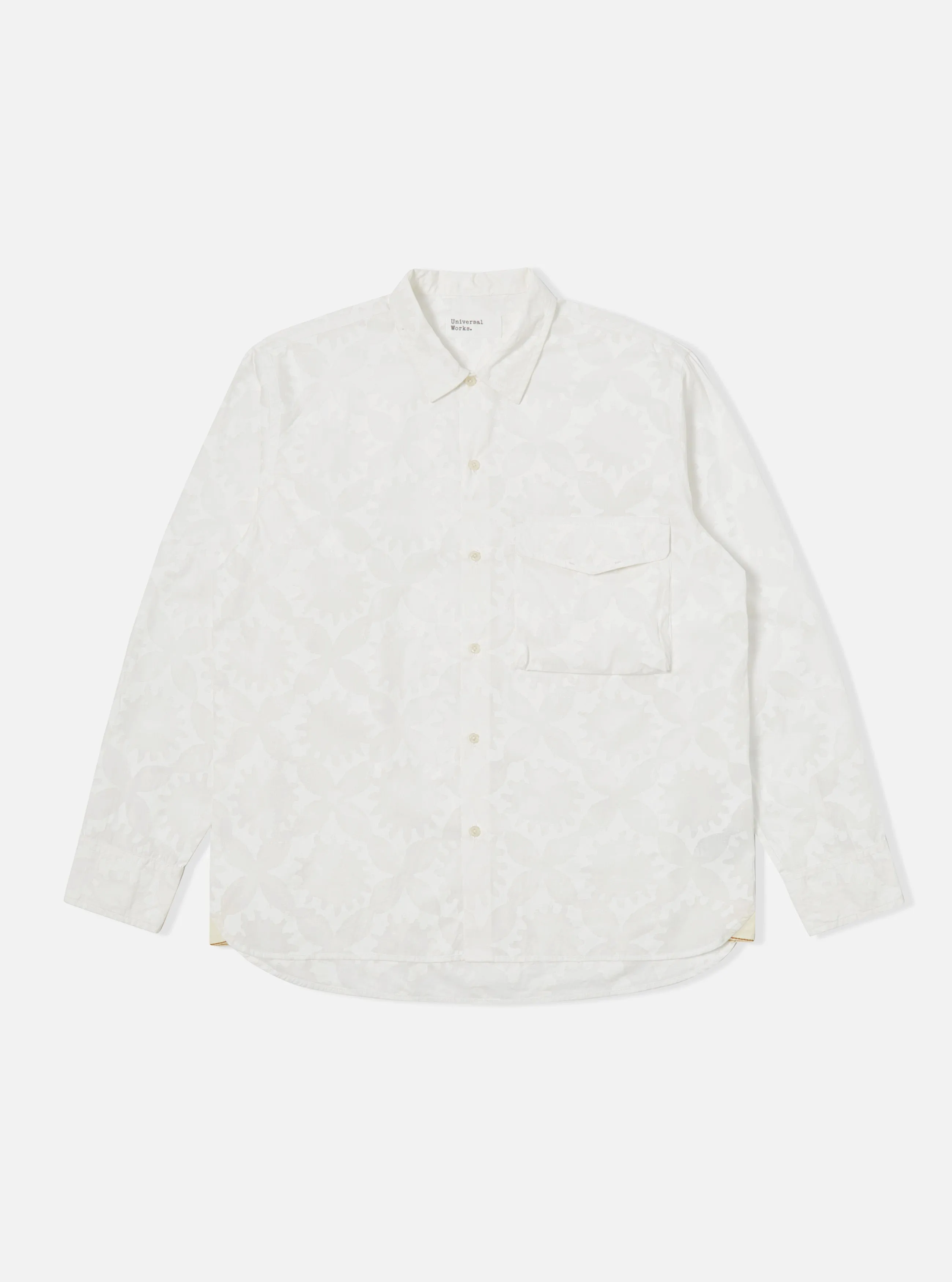 Universal Works Field Shirt in Ecru Sun Print Poplin