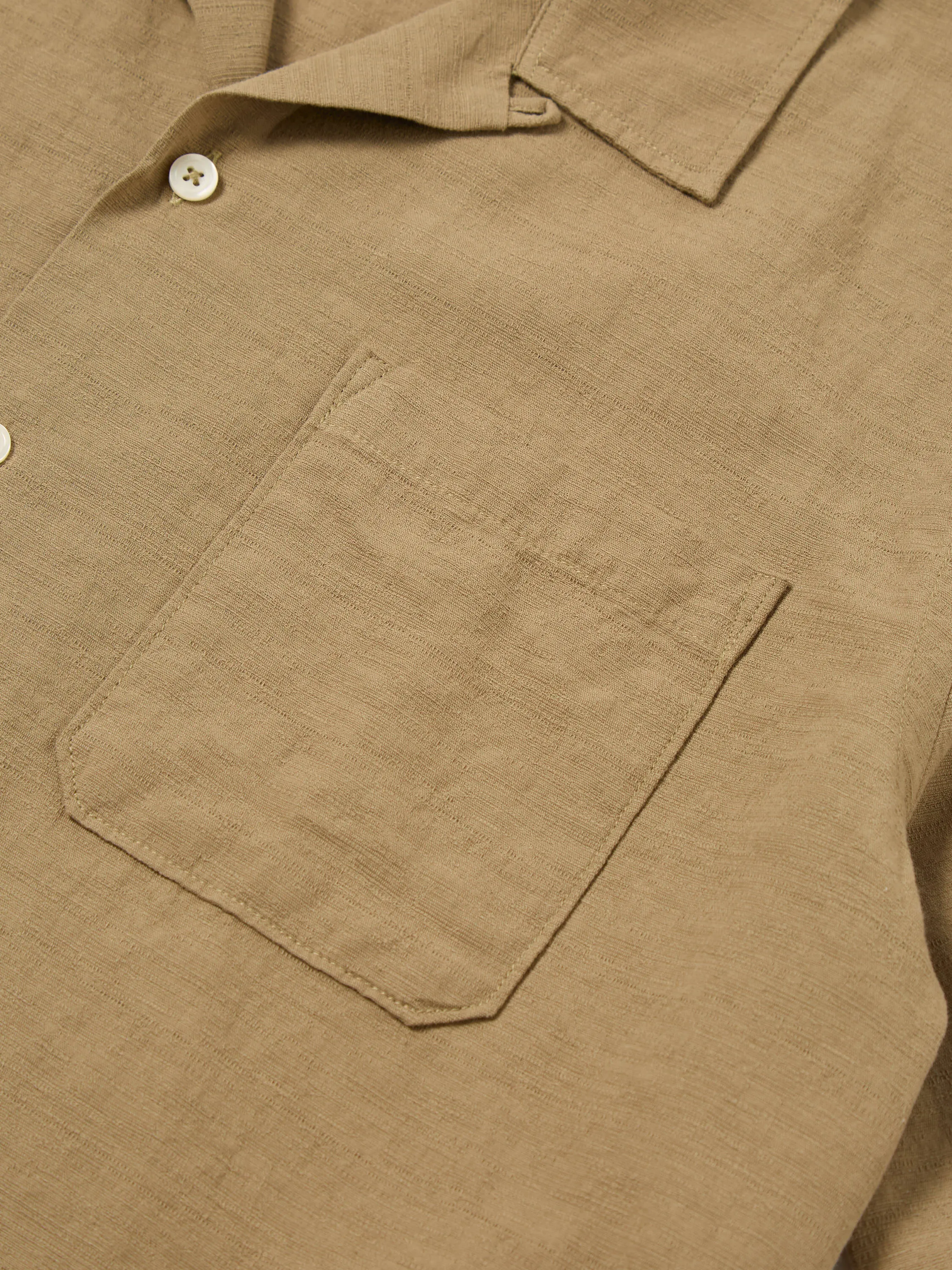 Universal Works Road Shirt in Olive Kamura Cotton