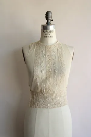 Vintage 1930s Sheer Mesh and Lace Blouse Front