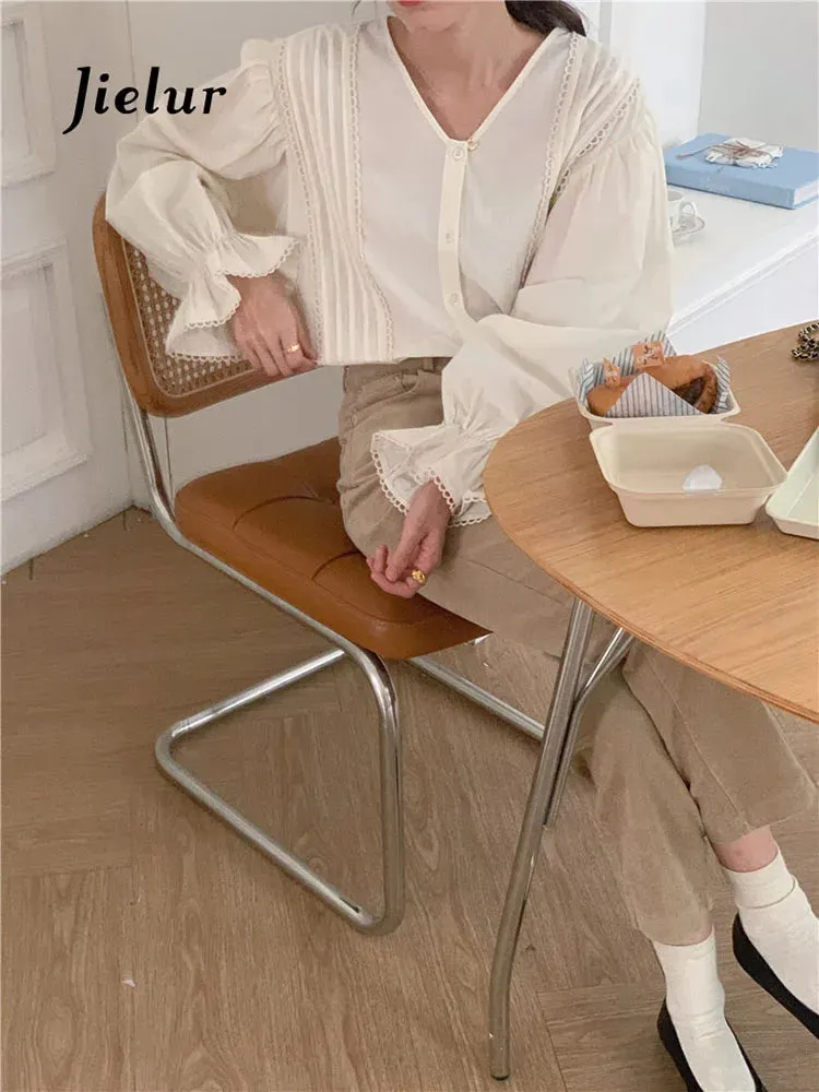 Vintage French Style Fashion Blouses Female Begie Office Ladies Shirts Elegant Spring Summer Blouses Women Chic Wild Tops